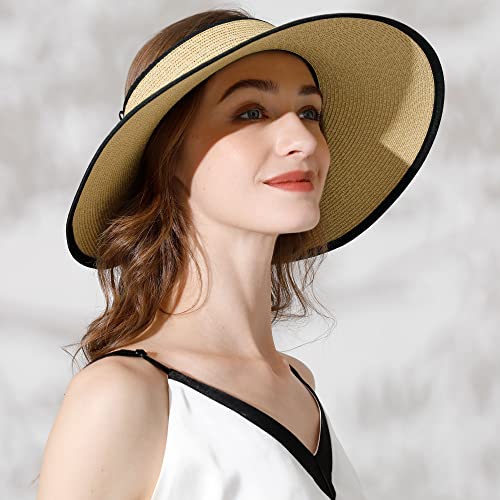 Livingston Sun Visors for Women UV Protection Roll Up Wide Brim Packable - Brand New