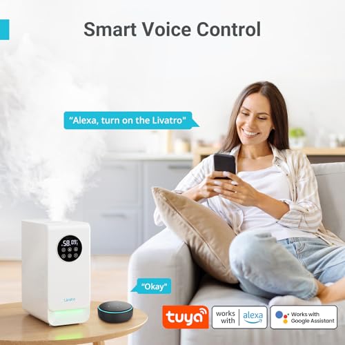 LIVATRO Smart Humidifiers for Bedroom & Large Room 6L Warm & Cool Mist - White - Like New