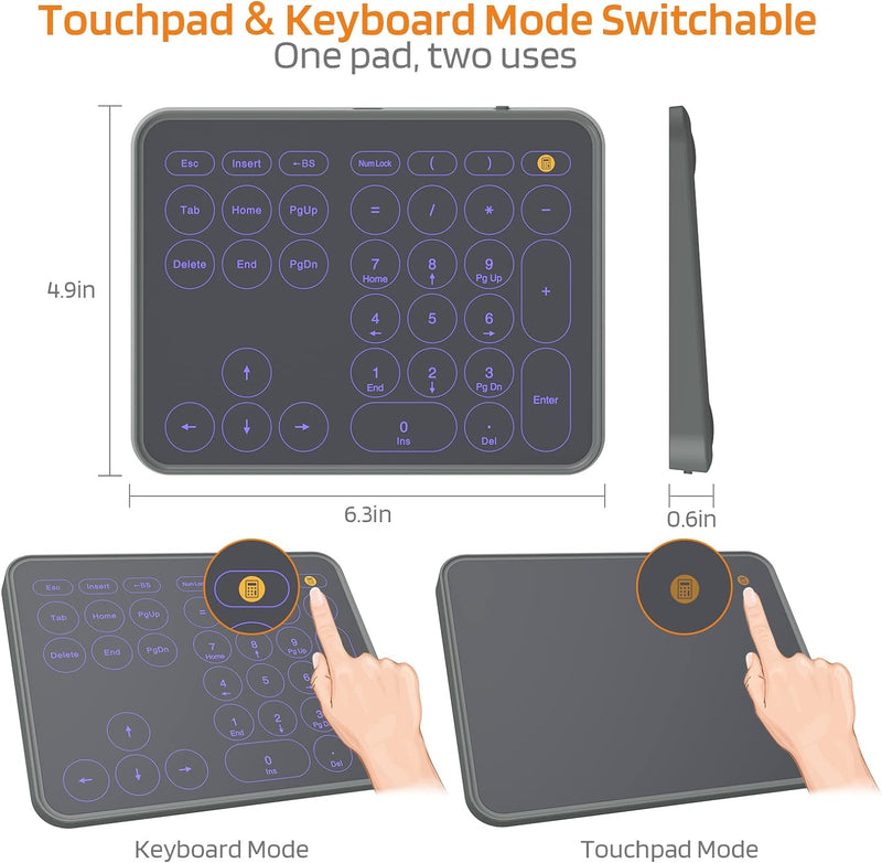 LTC Wired/Wireless Bluetooth Trackpad & Numpad NT-33M Like New