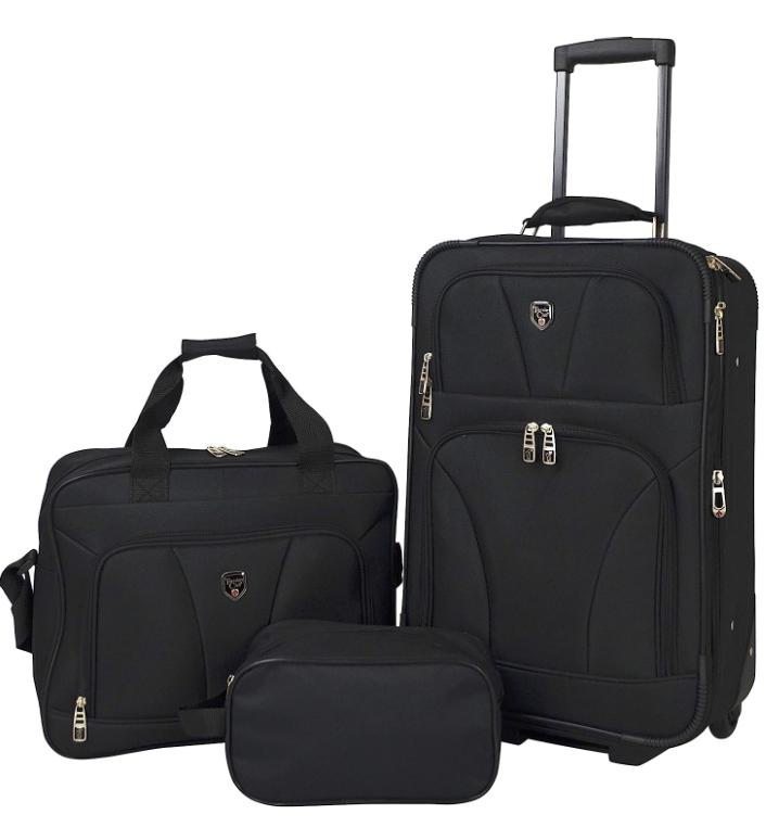 Travelers Club Bowman Expandable Luggage, Black, 3-Piece Set EVA-86303 - Like New