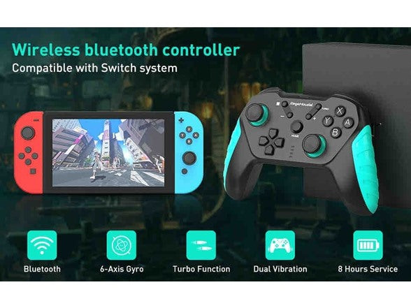 REGEMOUDAL WIRELESS PRO CONTROLLER COMPATIBLE WITH NINTENDO SWITCH - BLACK/BLUE - Like New