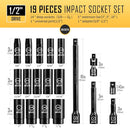 BOEN 19-Piece 1/2" Drive Deep SAE Socket Set 3/8"-1-1/4", Cr-V Steel - Black - Like New