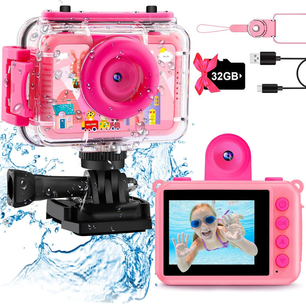 GKTZ KD190 Kids Waterproof Camera - Underwater Digital Action Camera - PINK - Like New