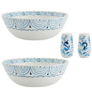 LIFETIME BRANDS INC FITZ AND FLOYD SICILY BLUE SERVE BOWLS SALT P SET - WHITE - Like New