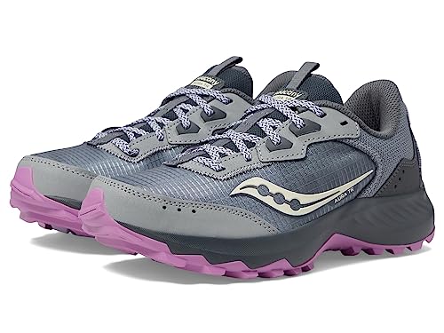 SAUCONY WOMEN'S AURA TR SNEAKER - SIZE: WOMEN 9/FOSSIL/GRAPE - Like New