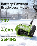 KAFKESC Electric Snow Shovel Cordless 20V 12" 4Ah Battery Snow Blower - Green - Like New