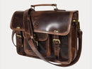 AARON LEATHER GOODS ANCONA LEATHER OFFICE BAG 15" - DARK BROWN - Brand New