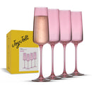 JOYJOLT SIDNEY STEMMED CHAMPAGNE FLUTES SET OF 4 - BLUSH - Like New