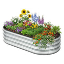 Rakukiri 4x2x1ft Oval Metal Raised Garden Bed Silver 1PC - SILVER - Like New