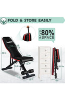 JOWJOW ADJUSTABLE WEIGHT BENCH FOR FULL BODY WORKOUT - BLACK/RED - Brand New