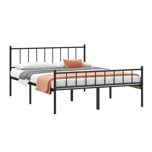 DIIYIV QUEEN BED FRAME CLASSIC METAL PLATFORM MATTRESS S86-Q - BLACK - Like New