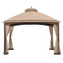 SUNJOY PENDLETON 10.5 X 13 FT 2-TIER STEEL GAZEBO, TAN & BROWN - Like New