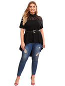 Romwe Women's Plus Size Party Longline Blouse Black 2X Plus B0895VMVWK - Like New