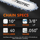 NEOTEC 10" Chainsaw Chain 3/8" LP Pitch .050" Gauge 40 Drive - S40 (3 Count) - Brand New