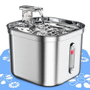 MISFANS PET WATER FOUNTAIN STAINLESS STEEL,74OZ/2.2L WATER DISPENSER - BT0002-2 - Like New