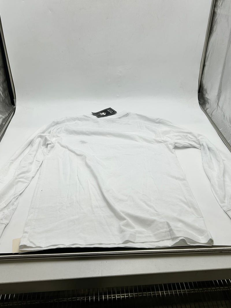 PACIFIC POLO MEN'S PACIFIC POLO CLUB 100% COTTON LONG SLEEVE T-SHIRT - S - WHITE - Brand New