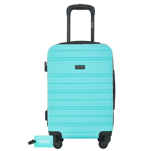KENSIE PEONIES HARDSIDE CARRY-ON LUGGAGE WITH ID TAG 22 INCH KN-88332-440 - BLUE - Like New