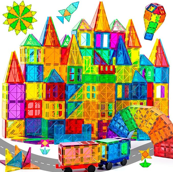 COSSY 120Pcs Magnet Tiles 3D Building Blocks Set T-MT-120-9X - Multicolor - Like New