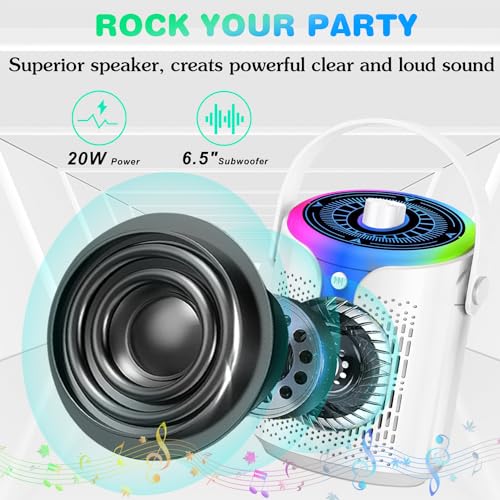 DFTRT KARAOKE MACHINE, PORTABLE KARAOKE SPEAKER ADULTS KIDS - WHITE - Like New