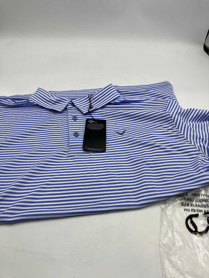 CALLAWAY MEN'S SURPRISE POLO - SIZE: MEN XL - LIGHT BLUE AND WHITE STRIPES - Brand New