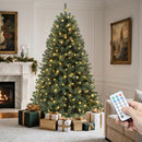 YITAHOME 7.5FT PRE-LIT GREEN ARTIFICIAL HINGED CHRISTMAS TREE REMOTE GREEN - Like New