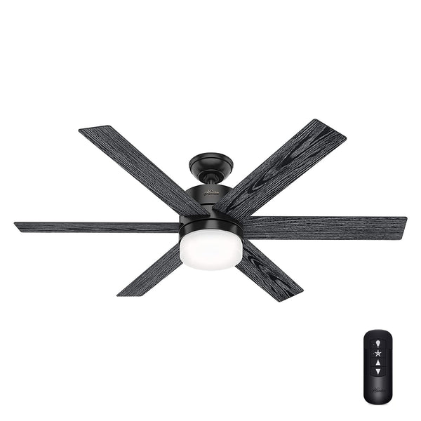 HUNTER FAN COMPANY 54 INCH INDOOR CEILING FAN WITH LIGHT 51017, MATTE BLACK - Like New