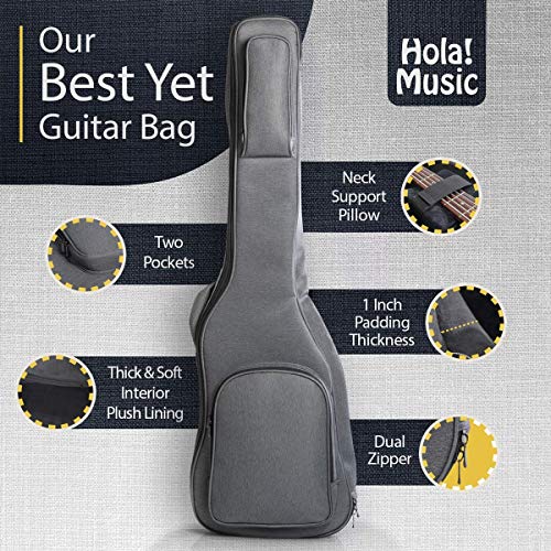 Hola! Music Electric Bass Guitar Case, GT/GTR & Bass, DLX-E-BAG - Gray - Like New