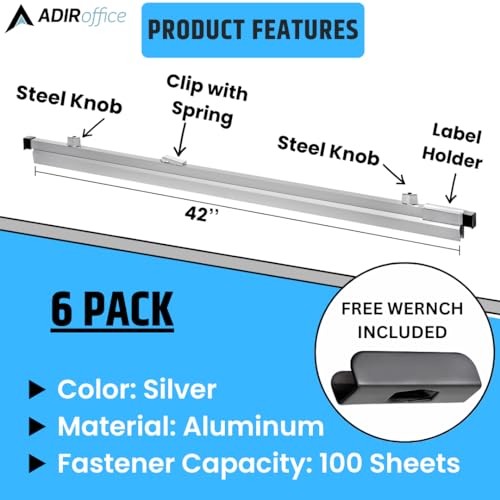Adir Blueprint Clamp 42" (Pack of 6) - Blueprint Clips, Binding Strips, Binders - Like New