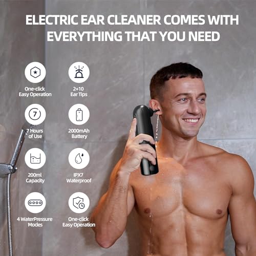 Ear Wax Removal Tool, Ear Cleaner, 4 Pressure Modes Rechargeable QSY02 - BLACK - Like New