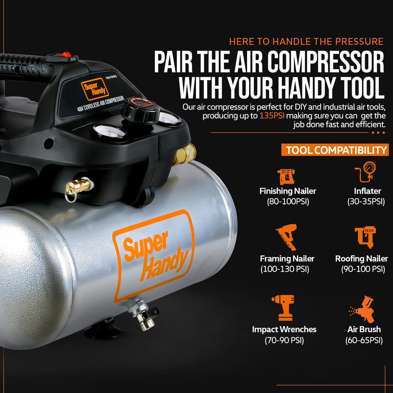 SuperHandy Portable Air Compressor, 2 Gal, 135 PSI - BLACK / ORANGE Like New