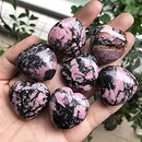 Fekuar 4Pcs Natural Rhodonite Crystal Heart Pocket Stone, Palm Love Healing - Brand New