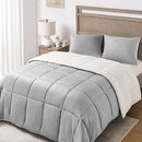 BASIC BEYOND MICROMINK SHERPA COMFORTER SET, TWIN - GREY - Like New