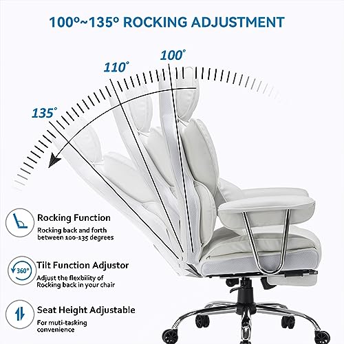 EFOMAO DESK OFFICE CHAIR 400LBS BIG AND TALL OFFICE CHAIR - WHITE - Like New