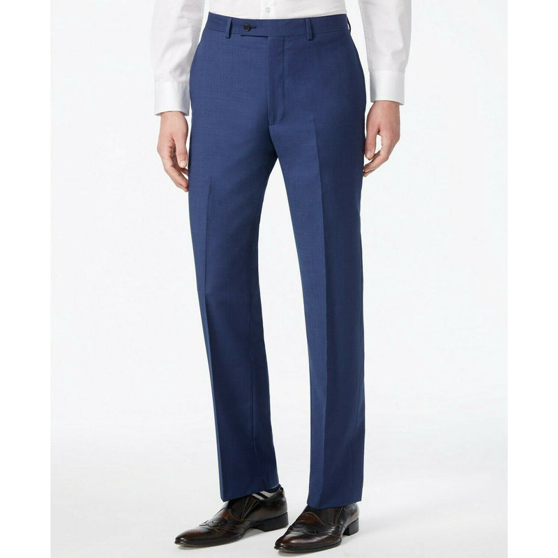 CALVIN KLEIN MENS SLIM FIT WOOL DRESS PANTS SIZE: MEN 34X30 - BLUE TWILL - Like New