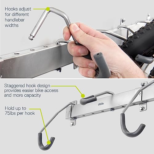 DELTA HEAVY DUTY TRACK RACK WALL MOUNT BIKE RACK 4-BIKE WM4000 - SLIVER - Like New