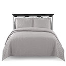 M Fabulous Modern Oversize Light Weight Stitched Bedspread 3Pcs Mid Century Gray - Brand New