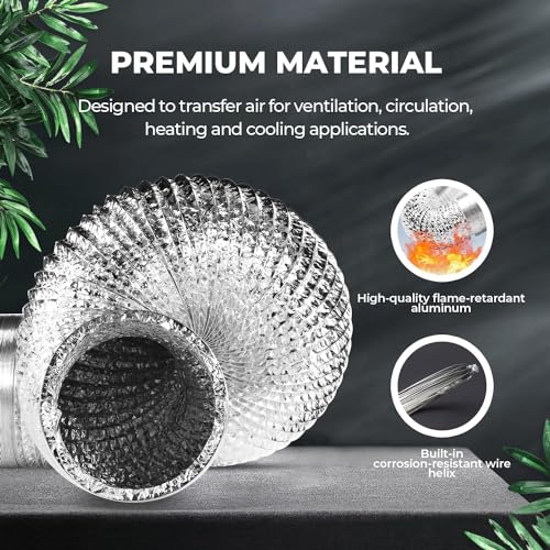 SIMPLE DELUXE 12" 25' DUCTING NON-INSULATED FLEX AIR ALUMINUM FOIL DUCT - SILVER - Like New