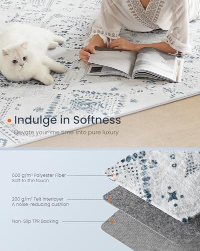 SONGMICS HOME AREA RUG, 5X7 FT RUG FOR BEDROOM, MACHINE WASHABLE - MIDNIGHT BLUE - Brand New