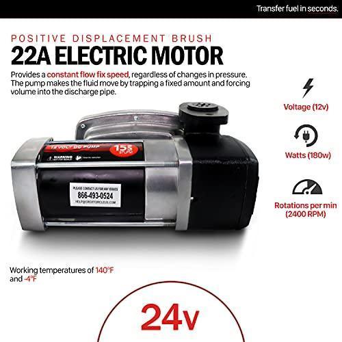 Fuelworks Fuel Transfer Drum Pump Kit - 12V, 15GPM, 14' Ft Delivery Hose, 3'Ft