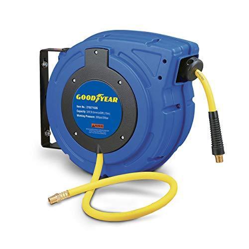 Goodyear Air Hose Reel - 3/8" x  50' Ft, 3' Ft Lead-In Hose, 1/4" NPT