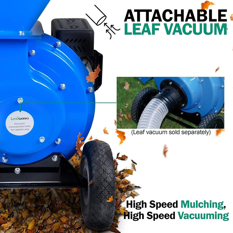 Landworks 3-in-1 Wood Chipper, Shredder, & Mulcher - 7HP 212CC Gas Engine 3" Max