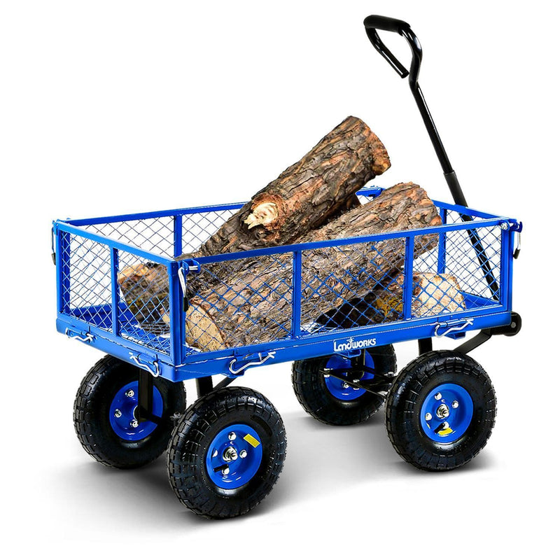 Landworks Heavy Duty Utility Wagon 400LB Capacity - For Hauling Wood, Tools, &