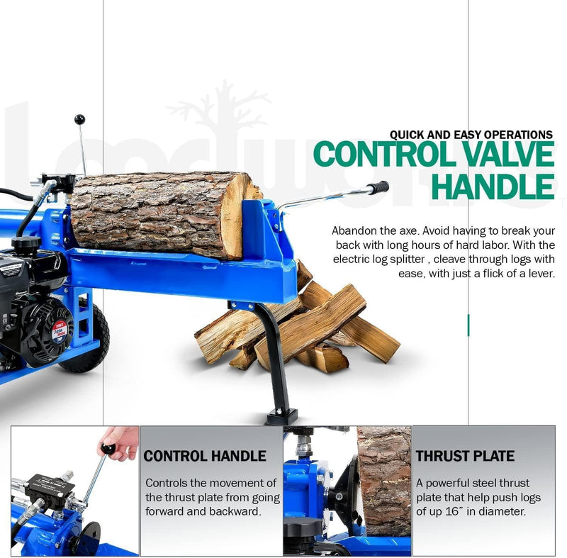 Landworks 20-Ton Log Splitter - 7HP 209CC Gas Engine, 16" Max Wood Diameter