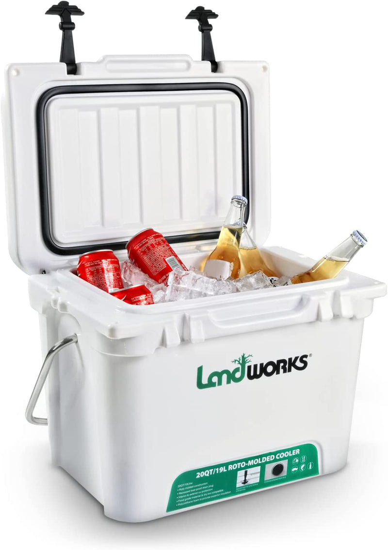 Landworks Rotomolded Ice Cooler (Upgraded)  - 5 Gal, Built-In Bottle Openers,