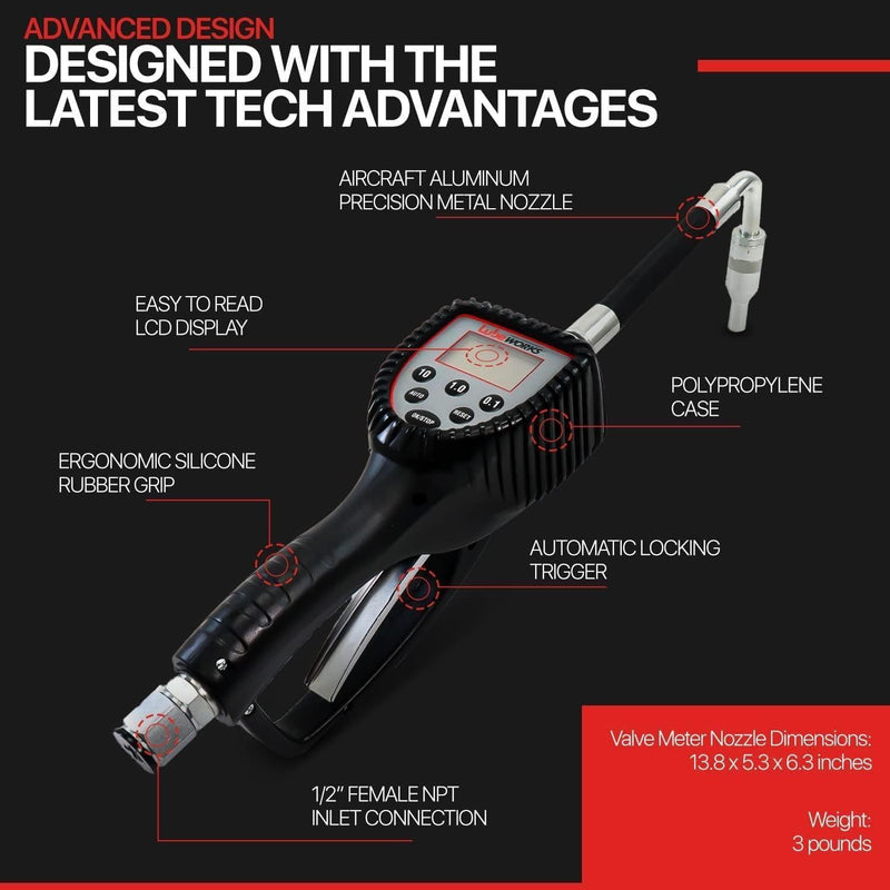 Lubeworks Oil Gun - 10GPM, 1/2" NPT Inlet, Flexible Nozzle & Locking Trigger
