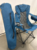 ARROWHEAD OUTDOOR Portable Folding Camping Quad Chair w/ 6-Can Cooler - Blue - Like New