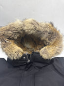 MACKAGE EDWARD-C 2-IN-1 DOWN PARKA, HOODED BIB, NATURAL FUR - SIZE 40 - BLACK - Like New