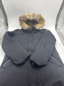 MACKAGE EDWARD-C 2-IN-1 DOWN PARKA, HOODED BIB, NATURAL FUR - SIZE 40 - BLACK - Like New