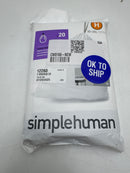 SIMPLEHUMAN CODE H CUSTOM FIT DRAWSTRING TRASH BAGS, 20 COUNT - WHITE - Brand New