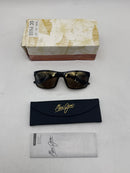 MAUI JIM POKOWAI RECTANGULAR SUNGLASSES MJ-439-HCLBRO/OLTORT Olive Tortoise - Like New